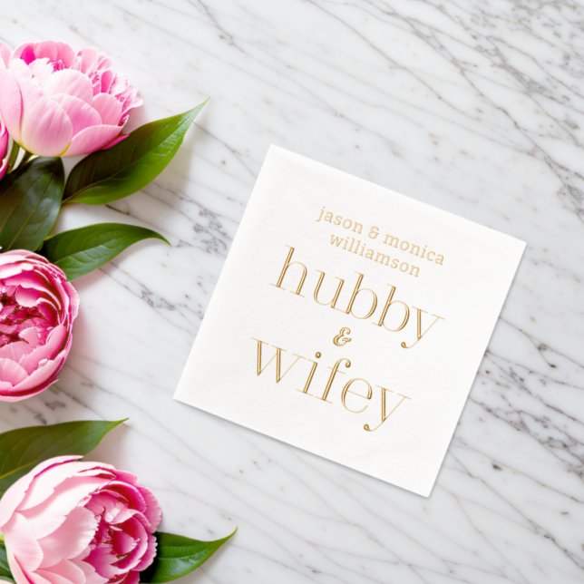 Servilletas Con Brillo Hubby Wifey Monogrammed Boda (Insitu (Boda))