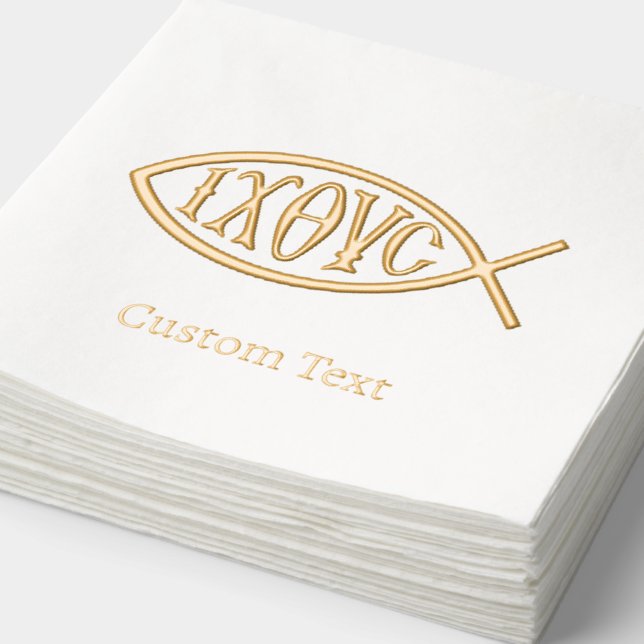 Servilletas Con Brillo Ichthys Christian Symbol Pattern (Detalle)