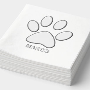 Servilletas Con Brillo Imagen personalizada de pata de perro con lámina d