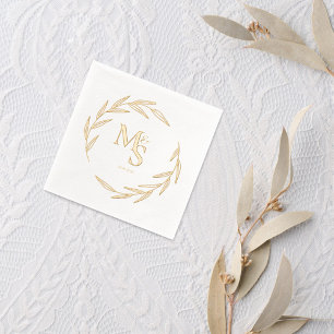 Servilletas Con Brillo Iniciales de Monograma de Parejas Elegantes Fecha 