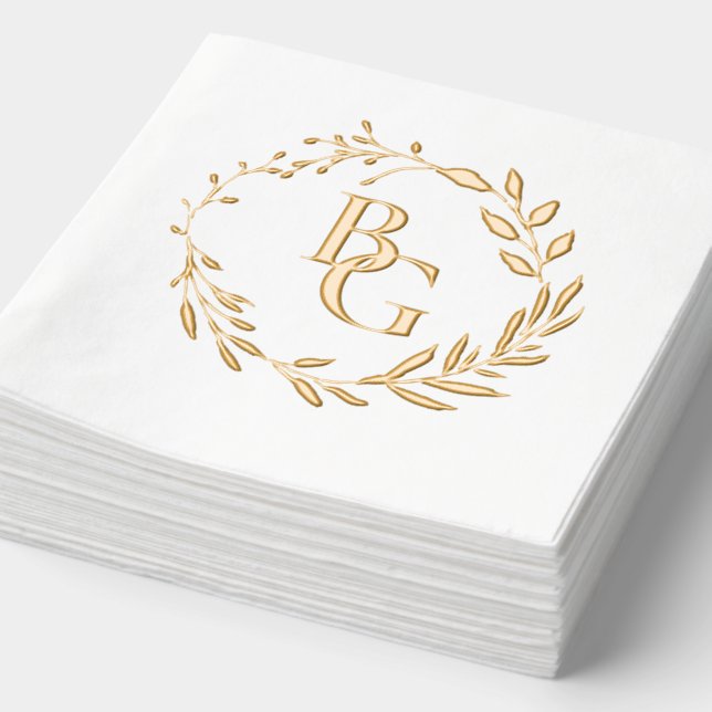 Servilletas Con Brillo iniciales del boda (Detalle)