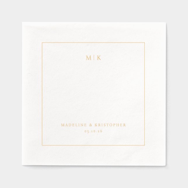 Servilletas Con Brillo Iniciales Doradas Elegantes (Anverso)