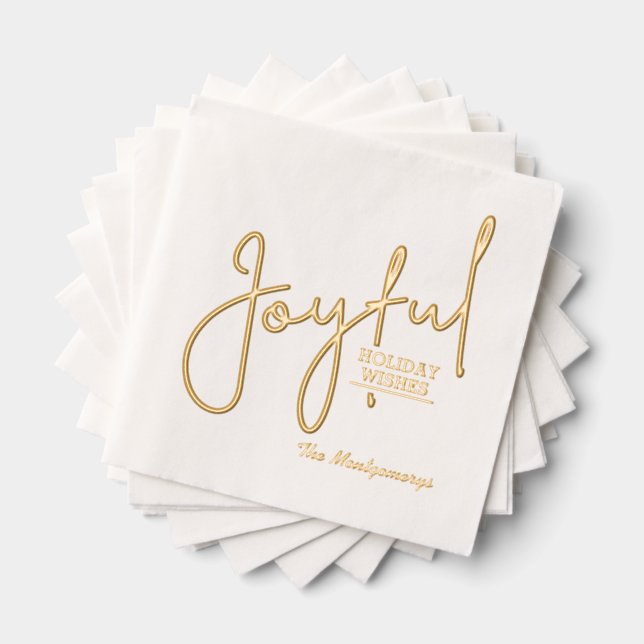Servilletas Con Brillo JOYFUL Holiday Wishes Gold (Insitu (apilados))