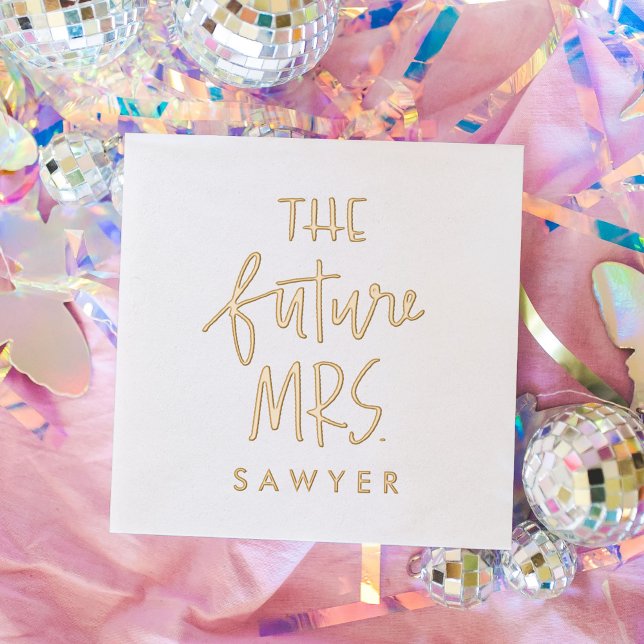 Servilletas Con Brillo La futura Sra. Anillo de compromiso personalizado (The Future Mrs Personalized Engagement Foil Napkins)