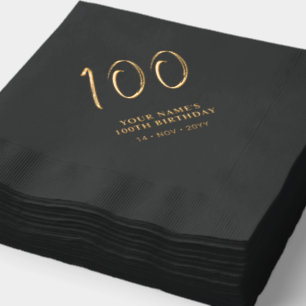 Servilletas Con Brillo Láminas de pincel modernas con 100 cumpleaños