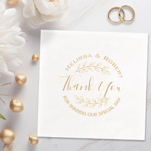 Servilletas Con Brillo Las hojas Wreath Boda moderno Gracias