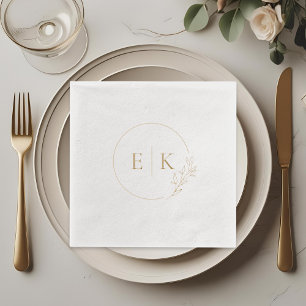 Servilletas Con Brillo Logotipo de boda con iniciales de follaje elegante