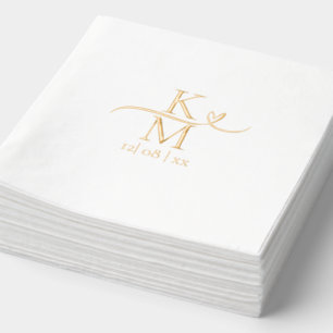 Servilletas Con Brillo Love Calligraphy Inicials Heart Swash ID940