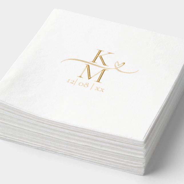 Servilletas Con Brillo Love Calligraphy Inicials Heart Swash ID940 (Detalle)