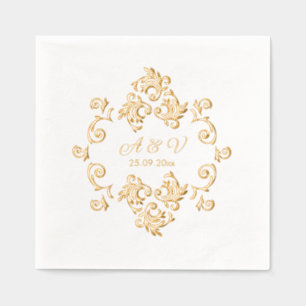 Servilletas Con Brillo Lujoso Monograma Art Nouveau