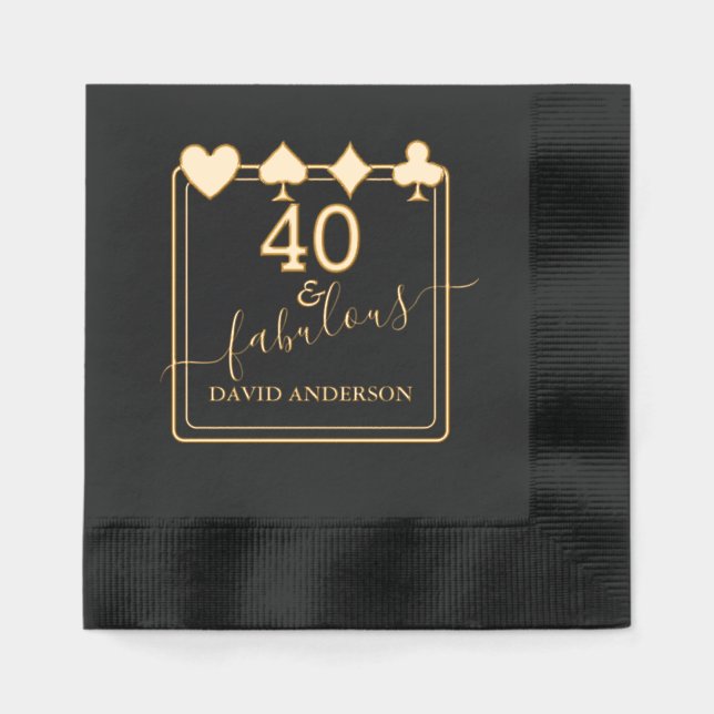 Servilletas Con Brillo Luxury Casino Vegas 40 y fabuloso cumpleaños (Anverso)