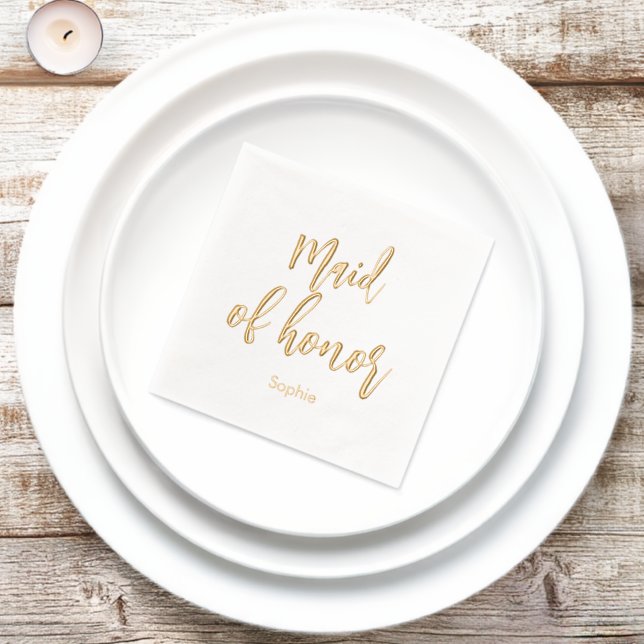 Servilletas Con Brillo Maid of Honor Wedding Elegant Foil Stamped Napkins (In Situ)