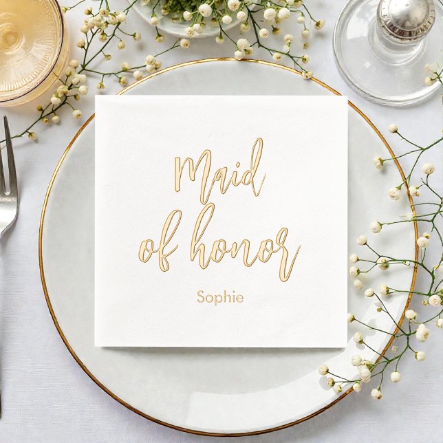 Servilletas Con Brillo Maid of Honor Wedding Elegant Foil Stamped Napkins (Subido por el creador)