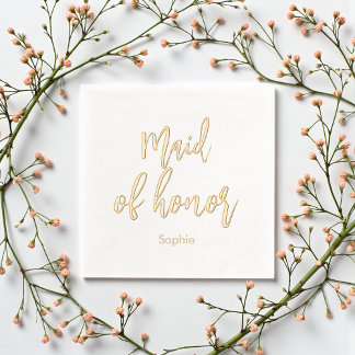 Servilletas Con Brillo Maid of Honor Wedding Elegant Foil Stamped Napkins