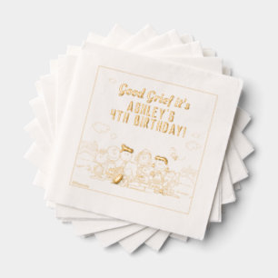 Servilletas Con Brillo Maní Cumpleaños de Charlie Brown y Gang