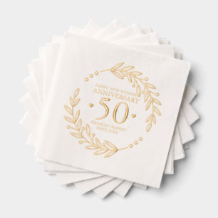 Servilletas Con Brillo Marco Botánico de Oro para Bodas de Oro