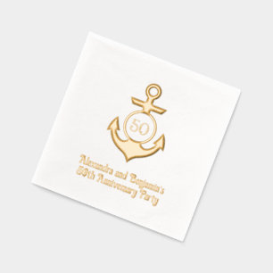 Servilletas Con Brillo Marco de anclaje náutico Fiesta #1 Aniversario