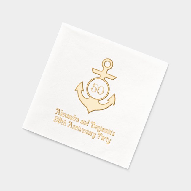 Servilletas Con Brillo Marco de anclaje náutico Fiesta #1 Aniversario (Izquierda)