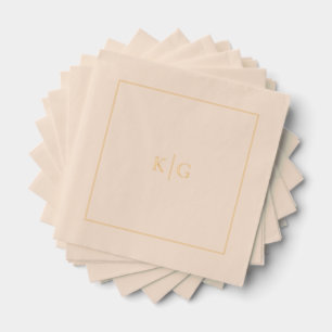 Servilletas Con Brillo Marco dorado personalizado monograma clásico Boda