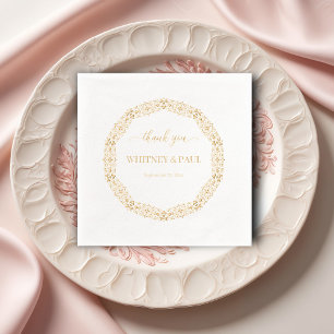 Servilletas Con Brillo Marco ornamental   Gracias, Boda de Relieve metali