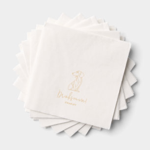 Servilletas Con Brillo Mascota Boda Dachshund Oro