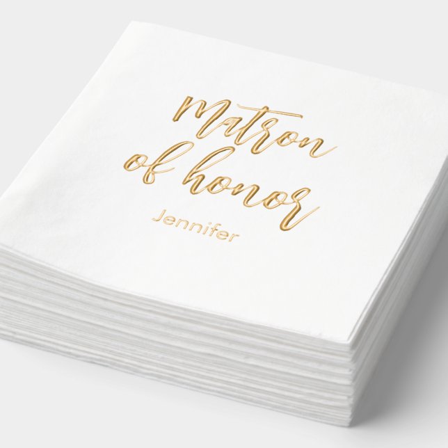 Servilletas Con Brillo Matron of Honor Yellow White Gold Wedding  (Detalle)