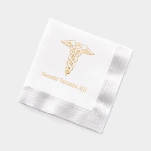 Servilletas Con Brillo Médico médico Caduceus Nombre profesional