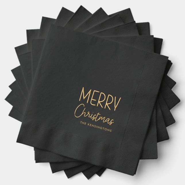 Servilletas Con Brillo Merry Christmas Modern Casual Fun Script (Insitu (apilados))