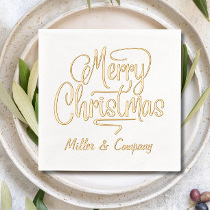 Servilletas Con Brillo Merry Christmas Script Nombre corporativo personal