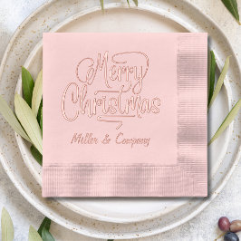 Servilletas Con Brillo Merry Christmas Script Nombre corporativo personal