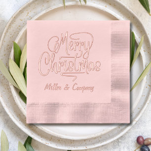 Servilletas Con Brillo Merry Christmas Script Nombre corporativo personal