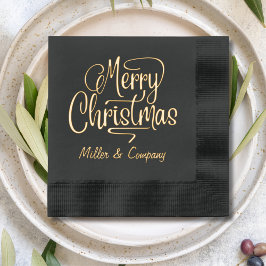 Servilletas Con Brillo Merry Christmas Script Nombre corporativo personal
