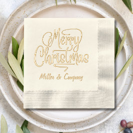 Servilletas Con Brillo Merry Christmas Script Nombre corporativo personal