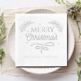 Servilletas Con Brillo Merry Christmas Script Nombre corporativo personal