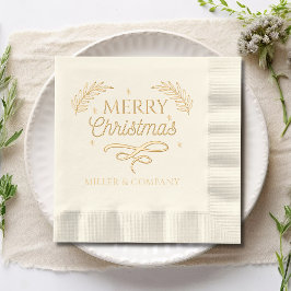 Servilletas Con Brillo Merry Christmas Script Nombre corporativo personal