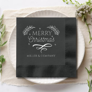 Servilletas Con Brillo Merry Christmas Script Nombre corporativo personal