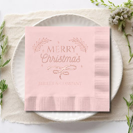 Servilletas Con Brillo Merry Christmas Script Nombre corporativo personal