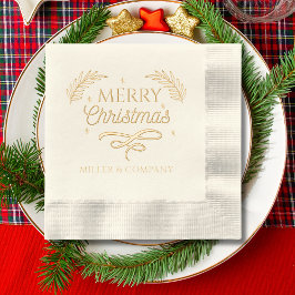 Servilletas Con Brillo Merry Christmas Script Nombre corporativo personal