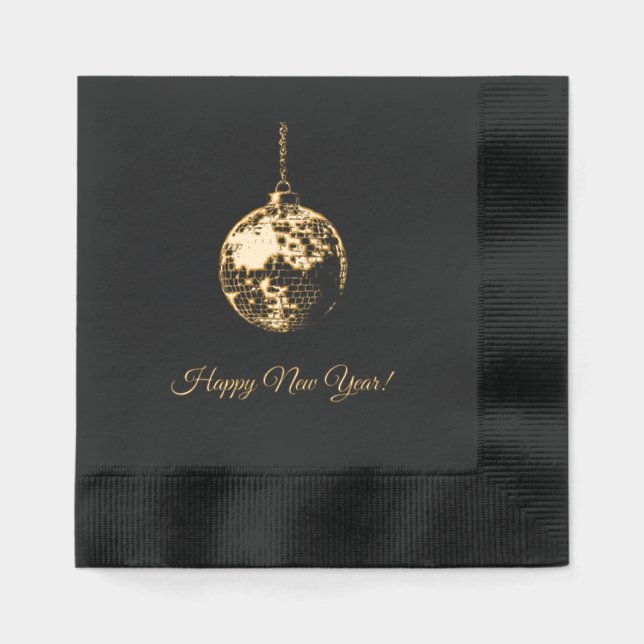 Servilletas Con Brillo Midnight New Year's Eve Ball (Anverso)
