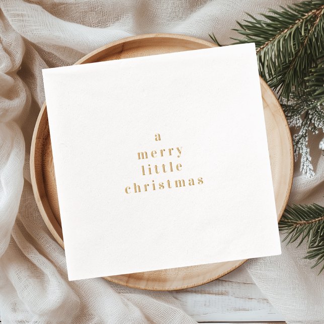 Servilletas Con Brillo Minimal Gold Foil A Merry Little Christmas (Subido por el creador)