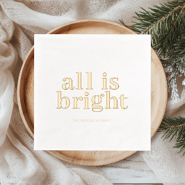 Servilletas Con Brillo Minimal Gold Foil “All Is Bright”