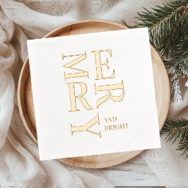 Servilletas Con Brillo Minimal Gold Foil “Merry and Bright” Christmas