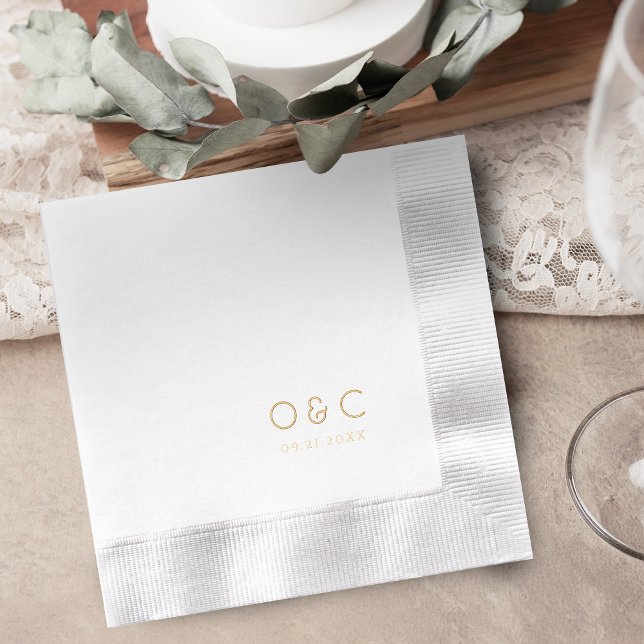 Servilletas Con Brillo Minimalist couples monogram retro wedding (Minimalist couples monogram retro wedding foil napkins)