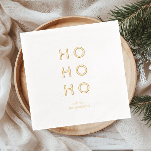 Servilletas Con Brillo Minimalista Navidad “HO HO HO” con lámina de oro
