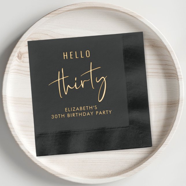 Servilletas Con Brillo Moda 30 Fiesta de cumpleaños (Elevate your 50th birthday party decor with these chic black and gold foil napkins)