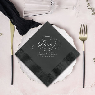 Servilletas Con Brillo Moda Tipografía Boda de guiones de amor