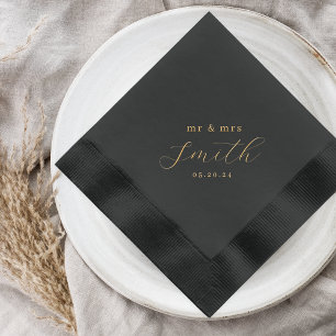 Servilletas Con Brillo Modern Black and Gold Sr. Sra. Boda