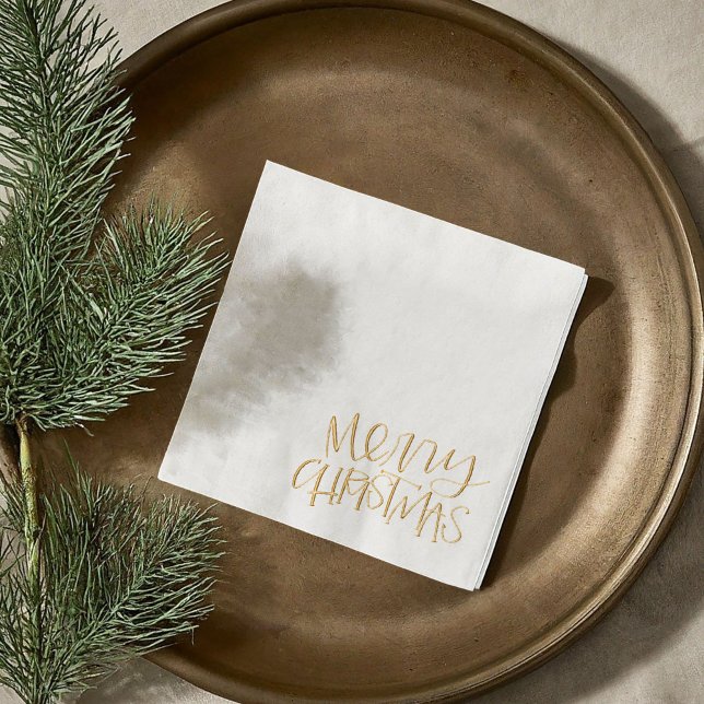 Servilletas Con Brillo Modern Corner Feliz Navidad (Modern Corner Merry Christmas Foil Napkins)