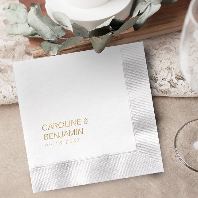 Servilletas Con Brillo modern minimalist couples name wedding (modern minimalist couples name wedding foil napkins)