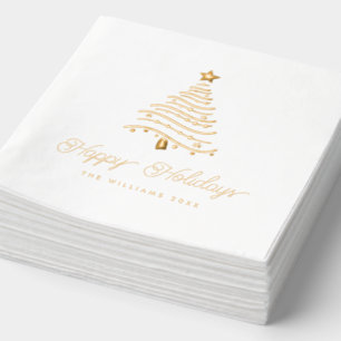 Servilletas Con Brillo Moderno árbol y estrellas de Navidad ondulados